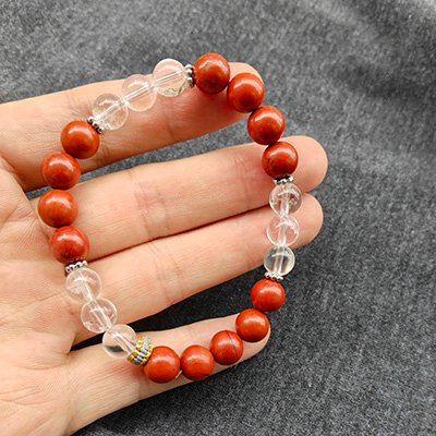Warmth Natural Red Jasper & Clear Quartz Bracelet · Women's · Handcrafted · Fire Element - Image 5