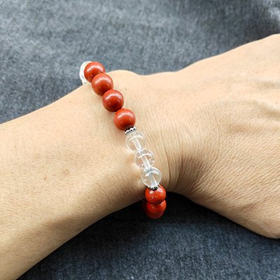 Warmth Natural Red Jasper & Clear Quartz Bracelet · Women's · Handcrafted · Fire Element - Image 3