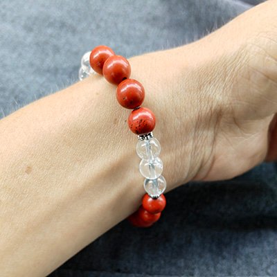 Warmth Natural Red Jasper & Clear Quartz Bracelet · Women's · Handcrafted · Fire Element - Image 2