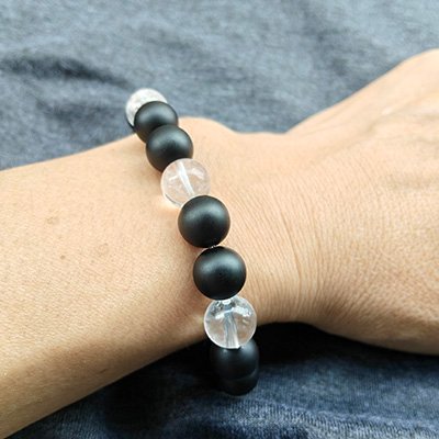Calm Natural Matte Obsidian & Golden Tiger Eye & Clear Quartz Bracelet · Men's · Handcrafted · Water Element - Image 3