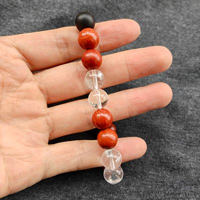 Courage Natural Red Jasper, Obsidian & Clear Quartz Bracelet · Men's · Handcrafted · Fire Element - Image 4