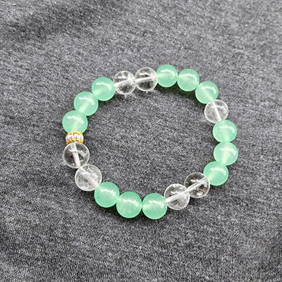 Growth Natural Green Aventurine & Clear Quartz Stretch Bracelet · Men's · Handcrafted · Wood Element - Image 4