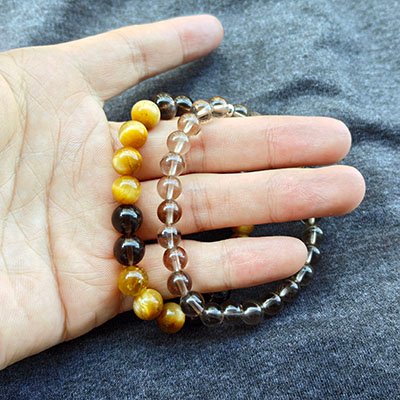 Steadiness Natural Golden Tiger Eye & Smoky Quartz Stacking Bracelet Duo · Women's · Handcrafted · Earth Element - Image 3