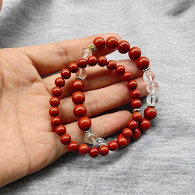 Inner Strength Natural Red Jasper & Clear Quartz Stacking Bracelet Duo · Women's · Handcrafted · Fire Element - Image 4