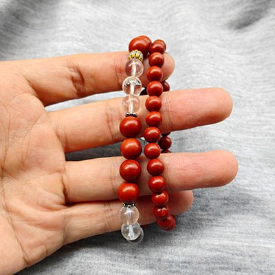 Inner Strength Natural Red Jasper & Clear Quartz Stacking Bracelet Duo · Women's · Handcrafted · Fire Element - Image 3